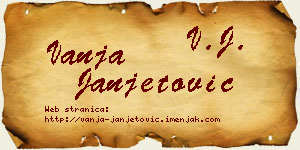 Vanja Janjetović vizit kartica